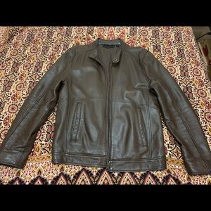 Rogue Genuine Leather Bomber Jacket in Brown